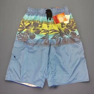 Burnside Swim Trunks Mens Small Blue Floral Surf Lined Floral Mesh Lined - NWT
